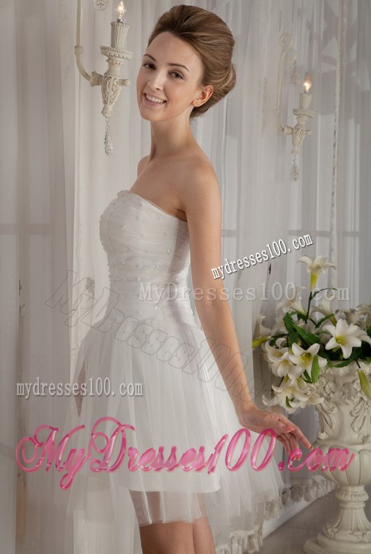 Sweet Princess Strapless Mini-length Beading Wedding Dresses