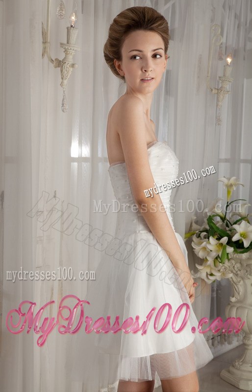 Sweet Princess Strapless Mini-length Beading Wedding Dresses