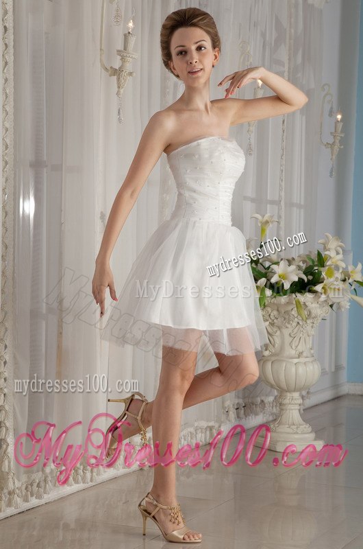 Sweet Princess Strapless Mini-length Beading Wedding Dresses