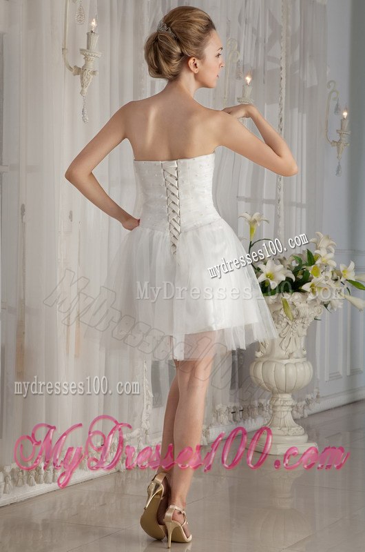 Sweet Princess Strapless Mini-length Beading Wedding Dresses