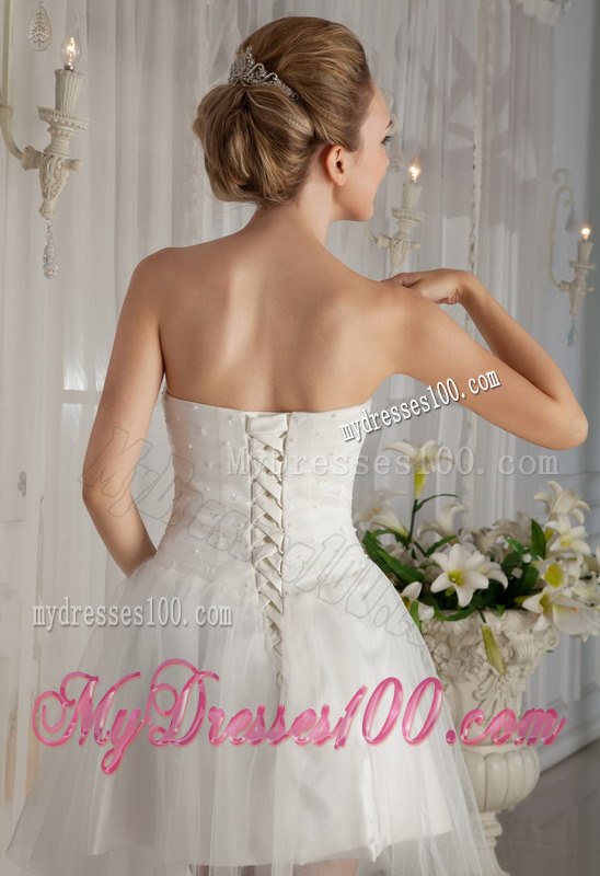 Sweet Princess Strapless Mini-length Beading Wedding Dresses