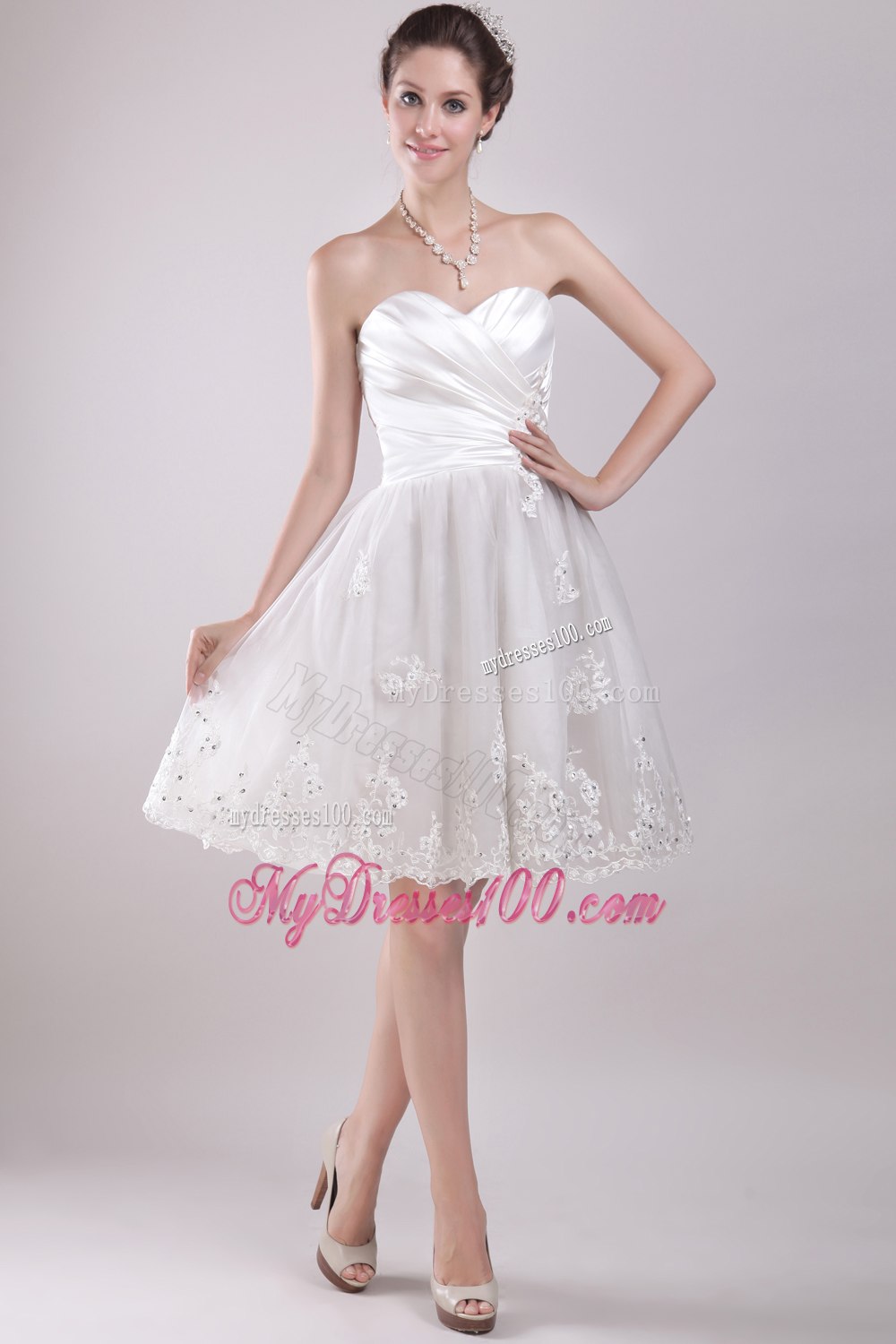 Sweet Princess Sweetheart Knee-length Appliques 2013 Wedding Dress