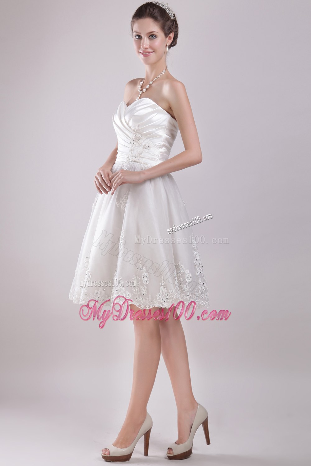 Sweet Princess Sweetheart Knee-length Appliques 2013 Wedding Dress