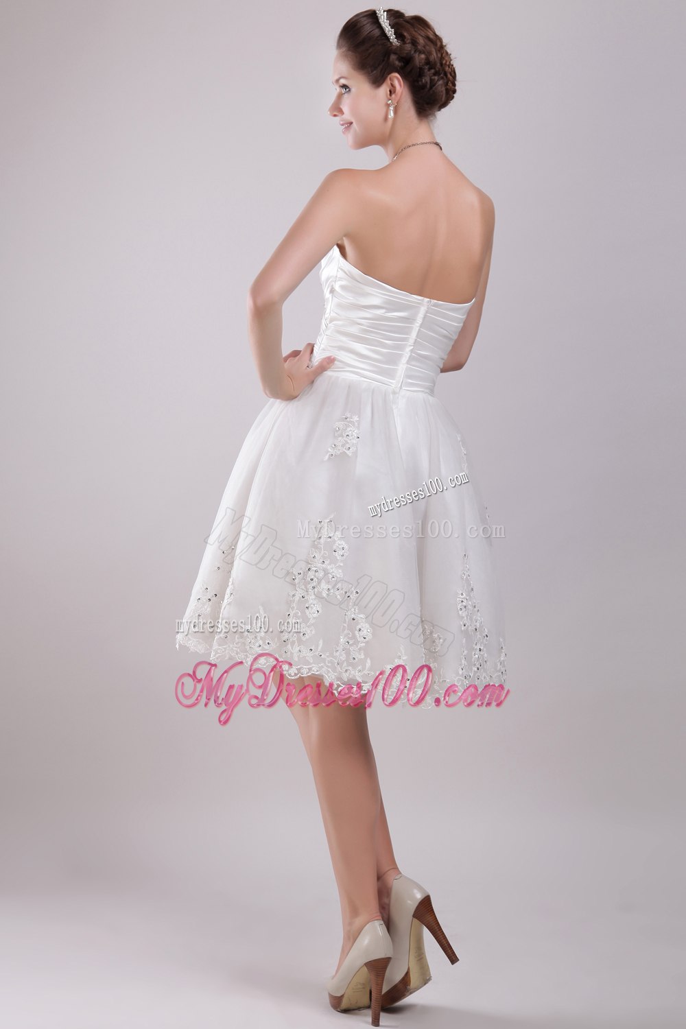 Sweet Princess Sweetheart Knee-length Appliques 2013 Wedding Dress