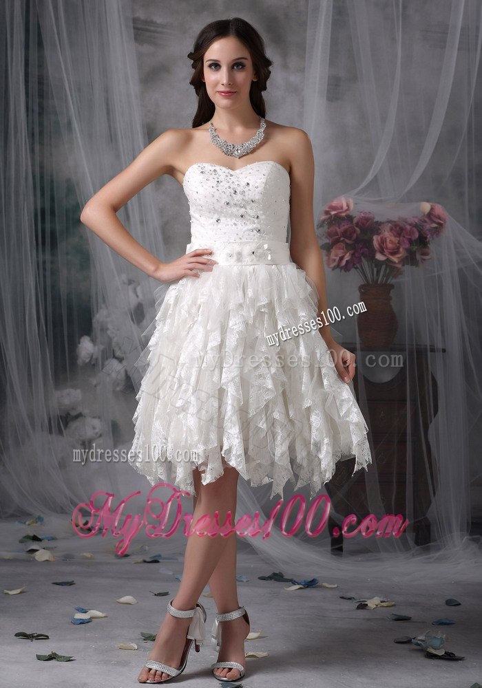 Sweet Empire Sweetheart Knee-length Lace Beading Wedding Dress