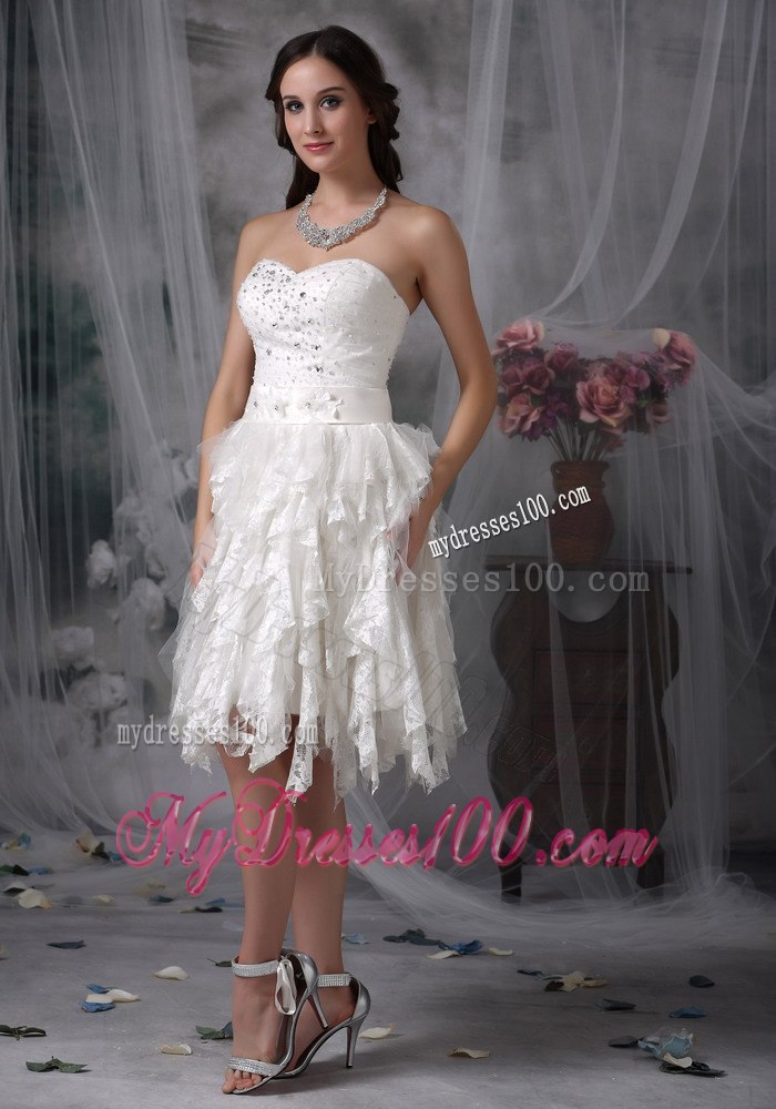 Sweet Empire Sweetheart Knee-length Lace Beading Wedding Dress