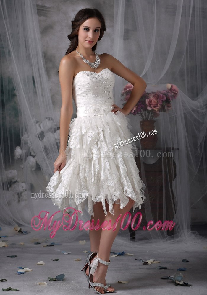 Sweet Empire Sweetheart Knee-length Lace Beading Wedding Dress