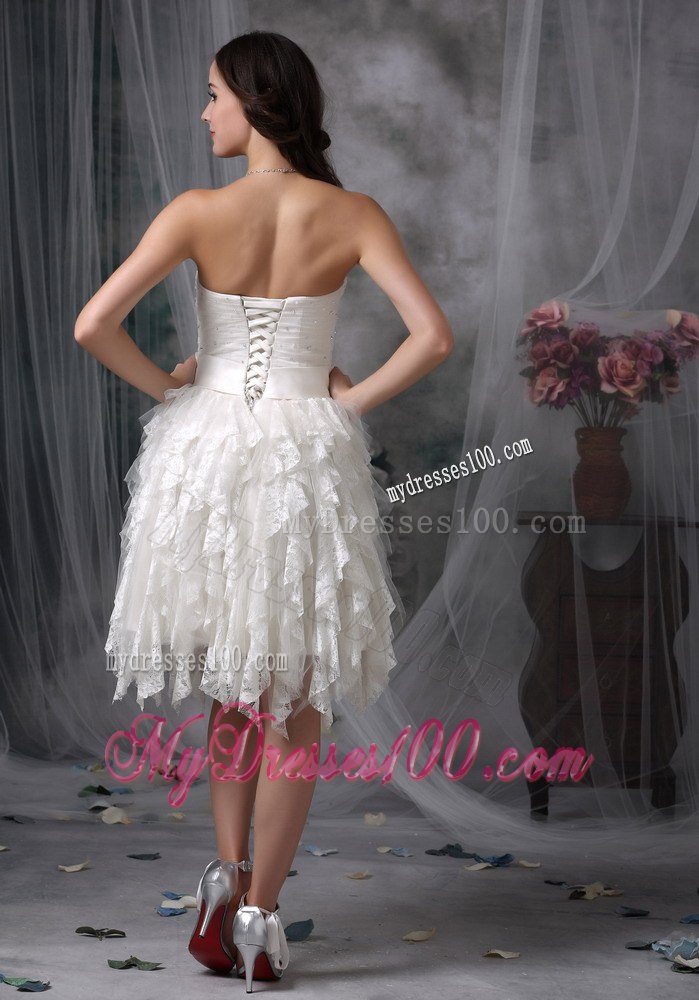 Sweet Empire Sweetheart Knee-length Lace Beading Wedding Dress