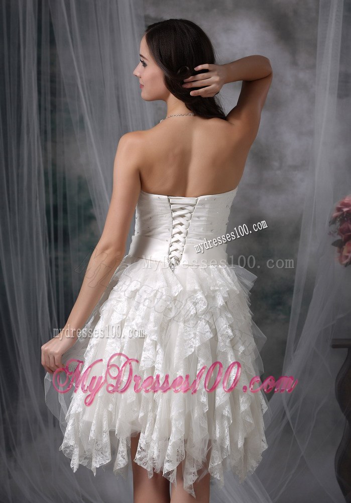 Sweet Empire Sweetheart Knee-length Lace Beading Wedding Dress