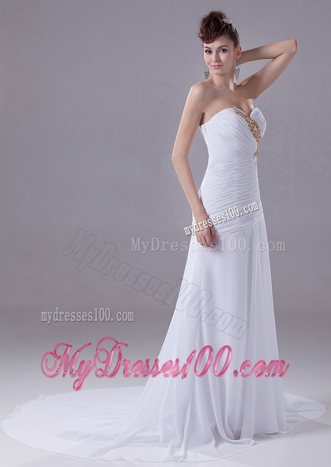 Gorgeous Sweetheart Appliques Court Train Stylish 2013 Wedding Dress