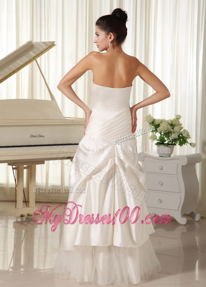 Modest Column Sweetheart Beaded and Hand Made Flowers Wedding Dress