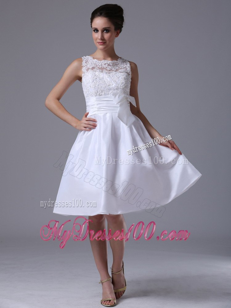 Simple Scoop Knee-length Destination 2013 Wedding Dress