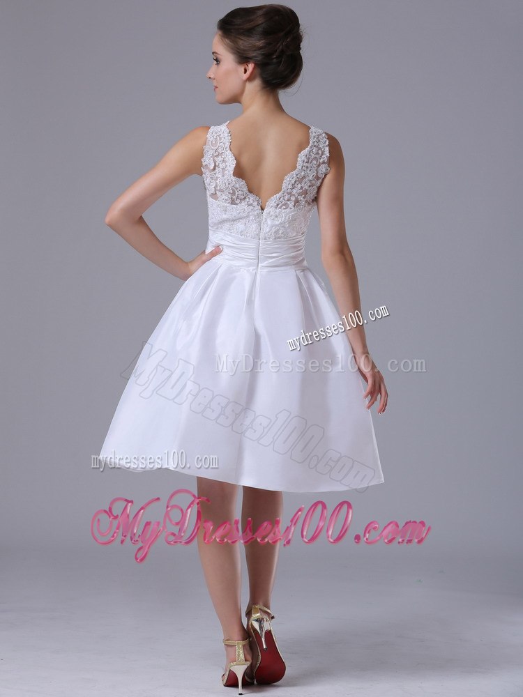Simple Scoop Knee-length Destination 2013 Wedding Dress