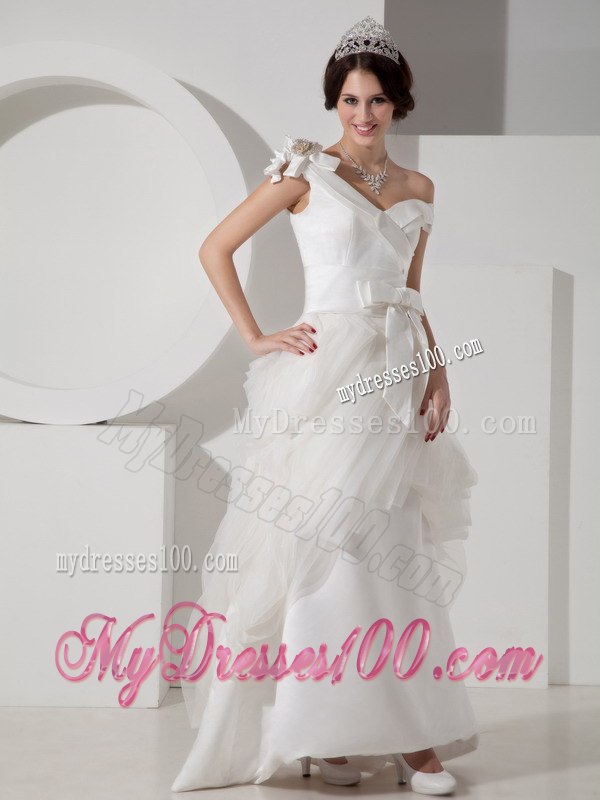 Unique Princess Asymmetrical Floor-length Wedding Dress with Sash