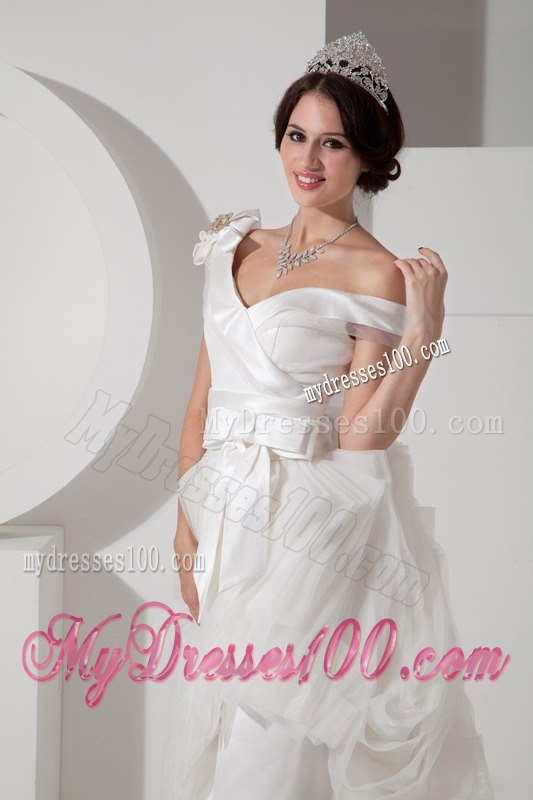 Unique Princess Asymmetrical Floor-length Wedding Dress with Sash