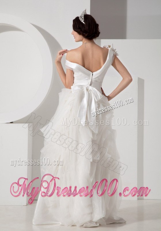 Unique Princess Asymmetrical Floor-length Wedding Dress with Sash