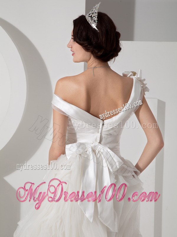 Unique Princess Asymmetrical Floor-length Wedding Dress with Sash