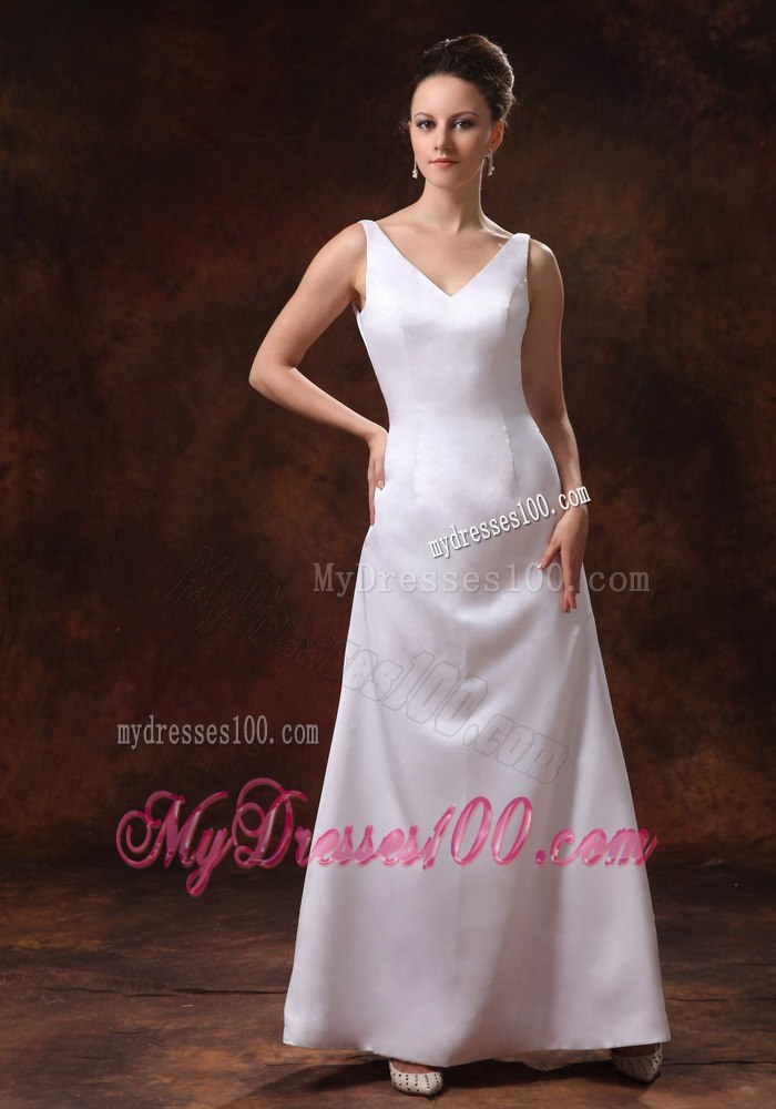 Cheap V-neck Ankle-length 2013 Wedding Dress For Custom Made