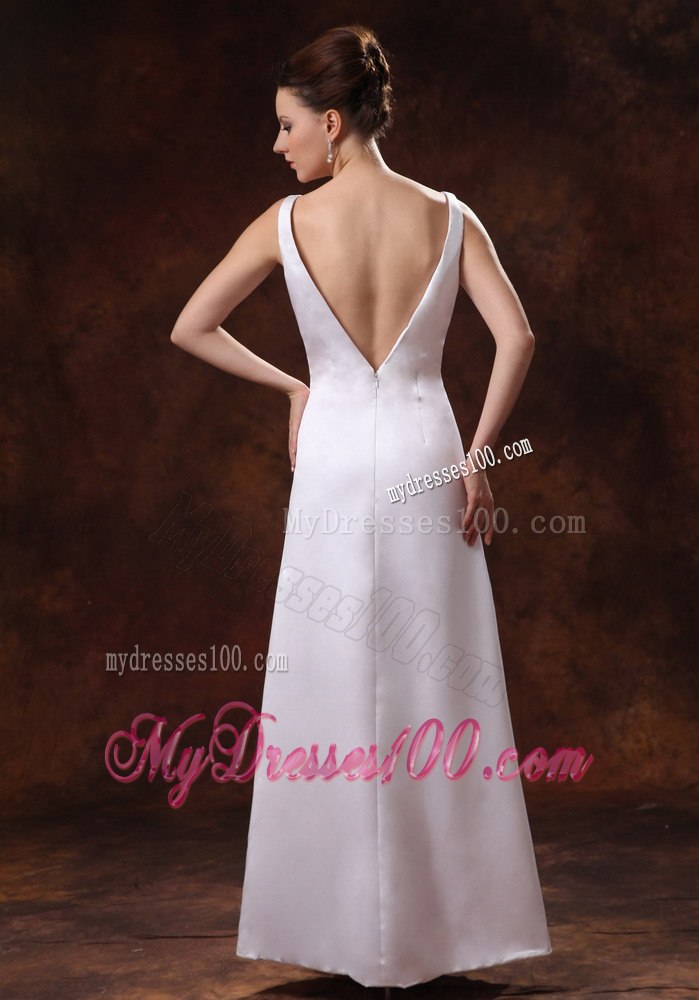 Cheap V-neck Ankle-length 2013 Wedding Dress For Custom Made