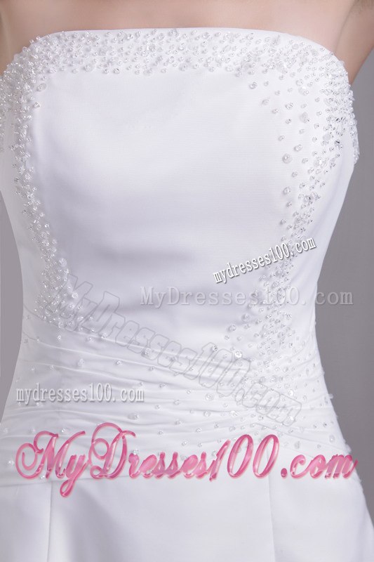 White Princess Strapless High-low Beading Wedding Dresses