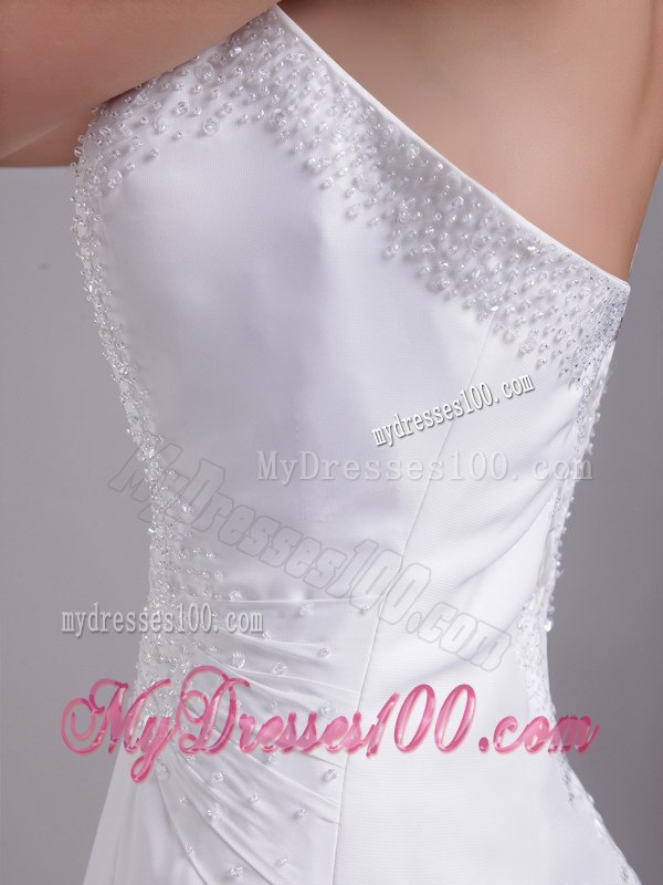 White Princess Strapless High-low Beading Wedding Dresses