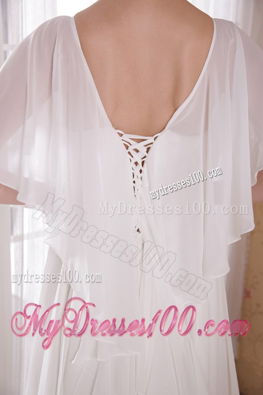 Empire V-neck Court Train Beading 2013 Summer Wedding Dresses