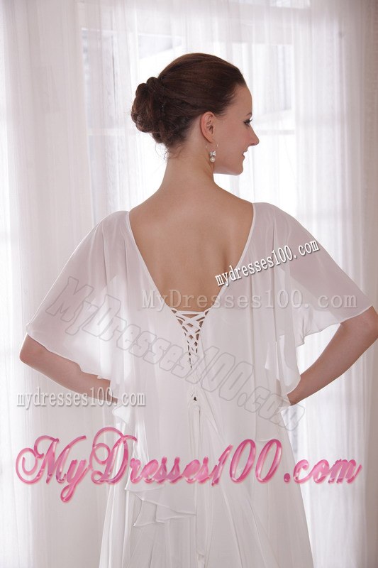 Empire V-neck Court Train Beading 2013 Summer Wedding Dresses