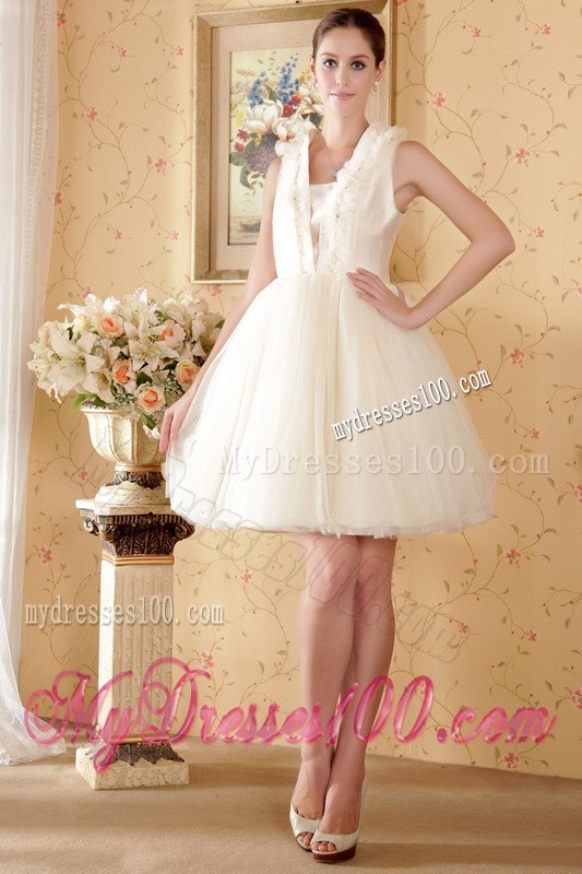 Princess Square Short Beading and Ruching Wedding Dresses