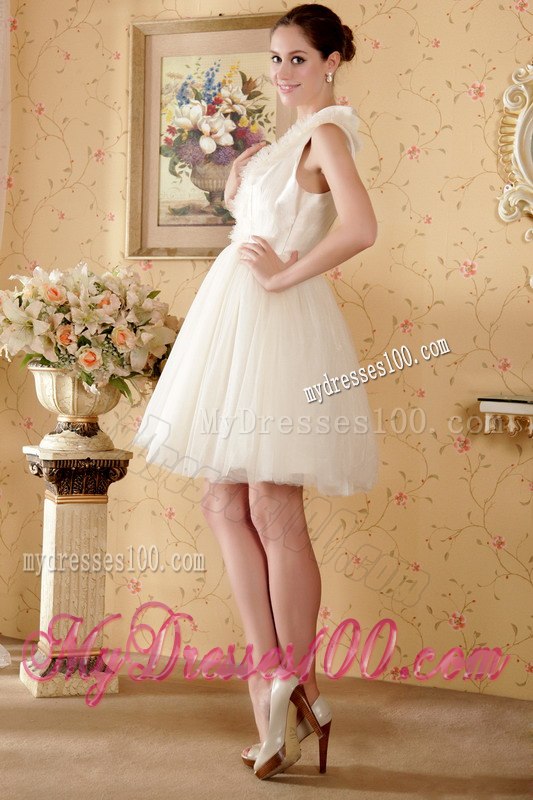 Princess Square Short Beading and Ruching Wedding Dresses