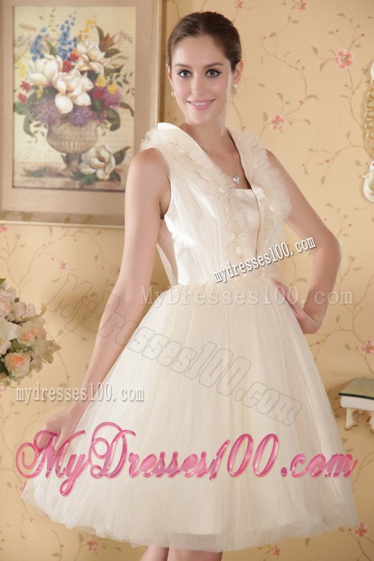 Princess Square Short Beading and Ruching Wedding Dresses