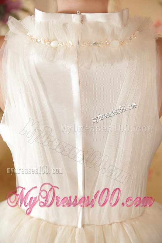 Princess Square Short Beading and Ruching Wedding Dresses