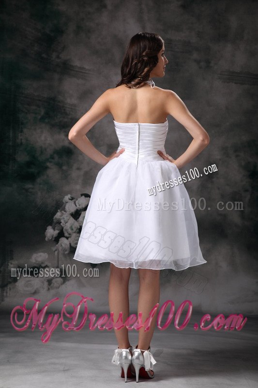 Lovely Spring Halter Mini-length Ruched Beach Wedding Dresses