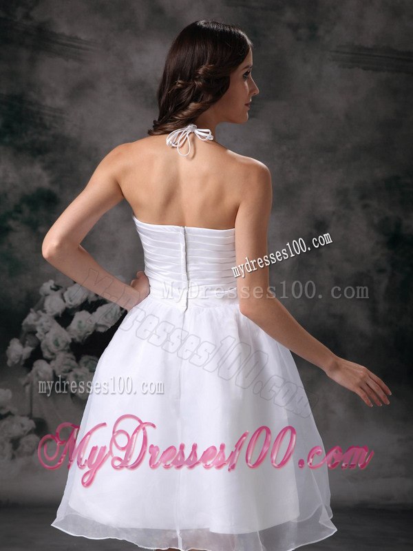 Lovely Spring Halter Mini-length Ruched Beach Wedding Dresses