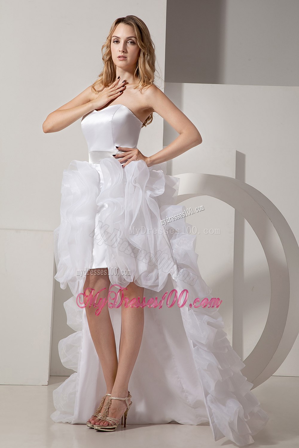 Sexy Sweetheart High-low Ruffles 2013 Summer Wedding Dress