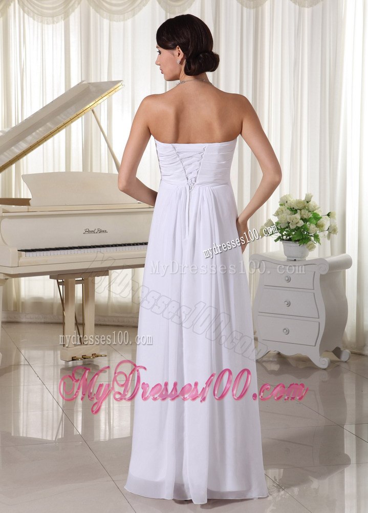 Empire Beading Simple Beach Strapless Wedding Dress with Floor-length