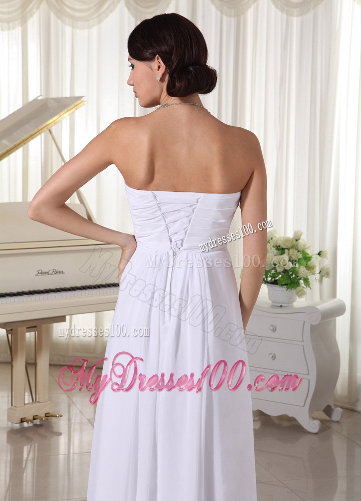 Empire Beading Simple Beach Strapless Wedding Dress with Floor-length