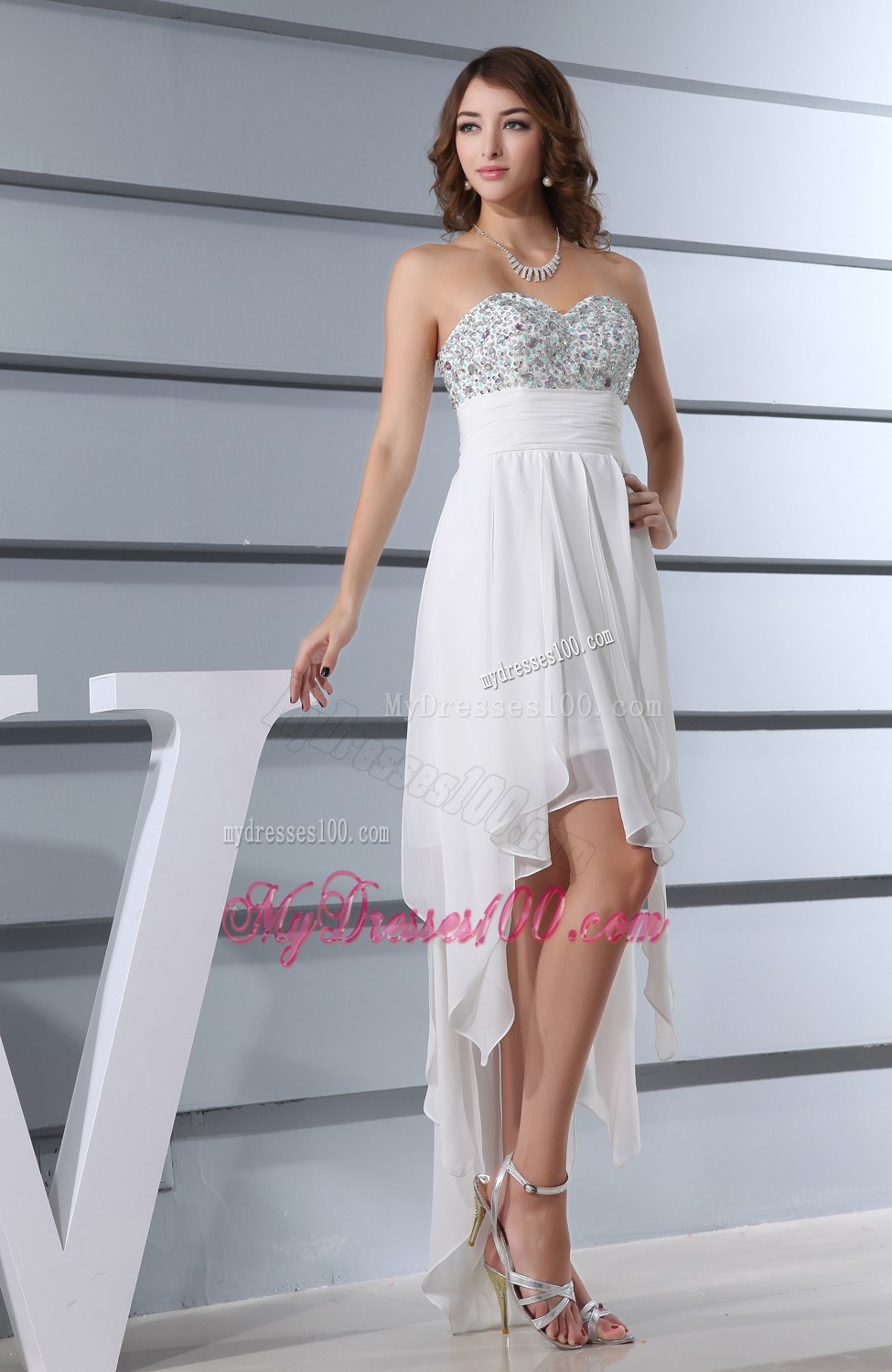 Beautiful Beading Sweetheart High-low 2013 Beach Wedding Dresses