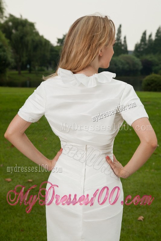 Summer Column Sheath Strapless Ruched Mini-length Wedding Dresses