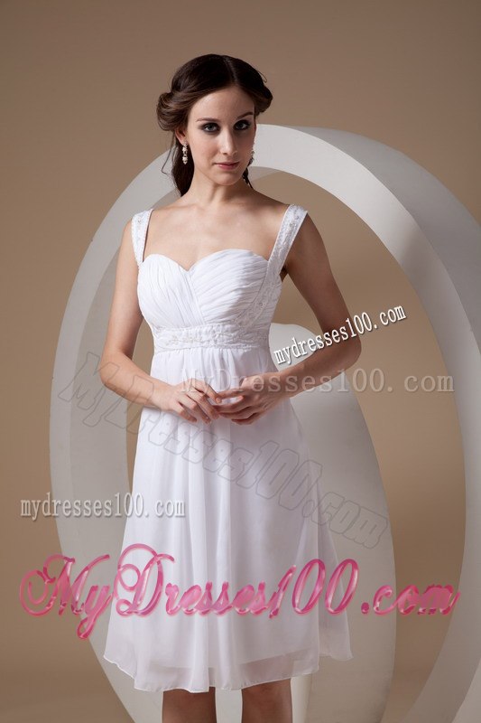 Column Sheath Straps Knee-length Beading 2013 Summer Wedding Dress