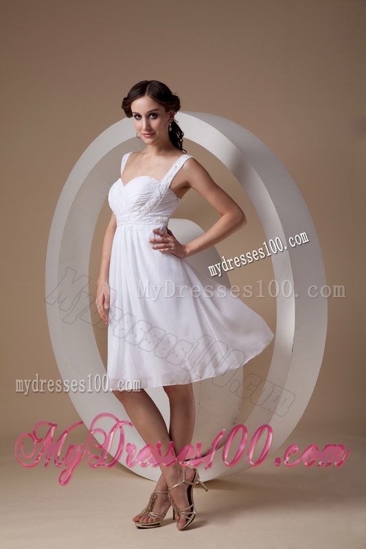Column Sheath Straps Knee-length Beading 2013 Summer Wedding Dress