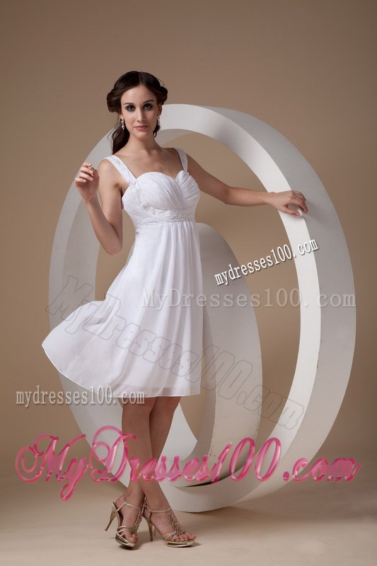 Column Sheath Straps Knee-length Beading 2013 Summer Wedding Dress