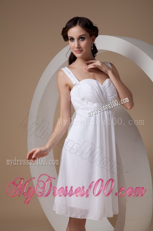 Column Sheath Straps Knee-length Beading 2013 Summer Wedding Dress