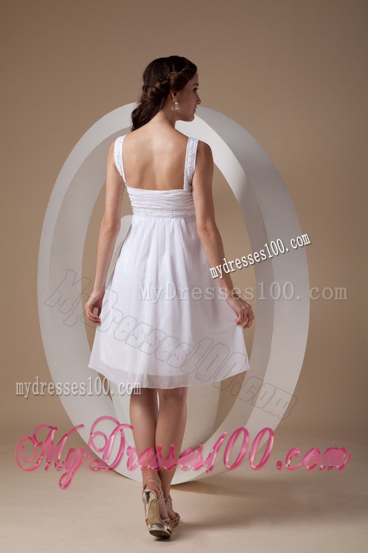 Column Sheath Straps Knee-length Beading 2013 Summer Wedding Dress