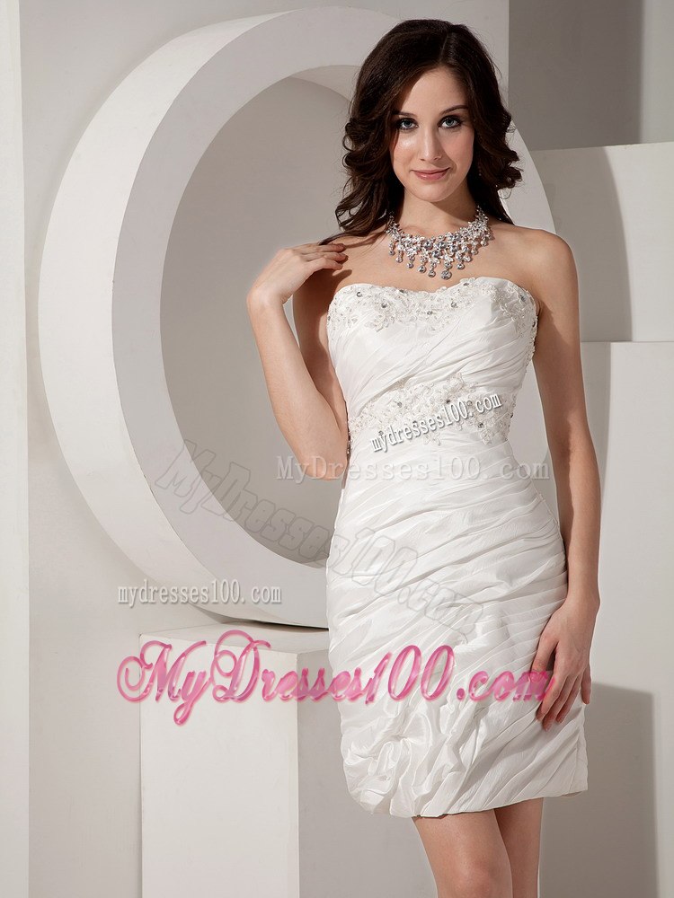 Sexy Column Sheath Sweetheart Mini-length Beading Wedding Dress