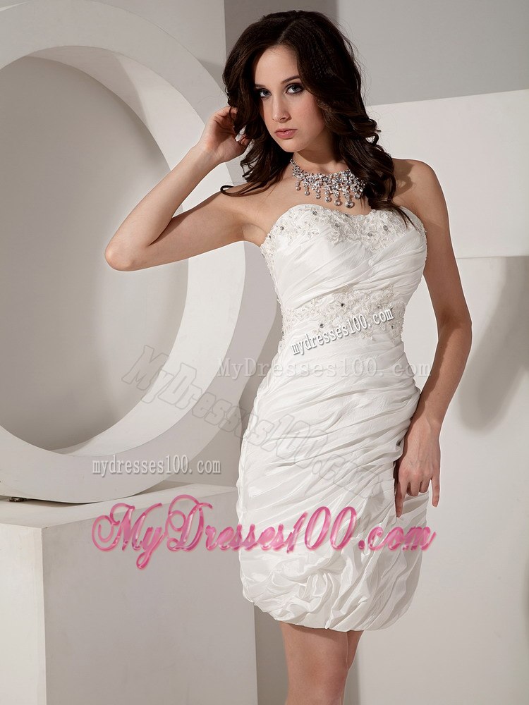 Sexy Column Sheath Sweetheart Mini-length Beading Wedding Dress