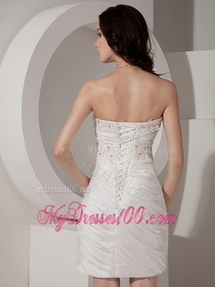 Sexy Column Sheath Sweetheart Mini-length Beading Wedding Dress