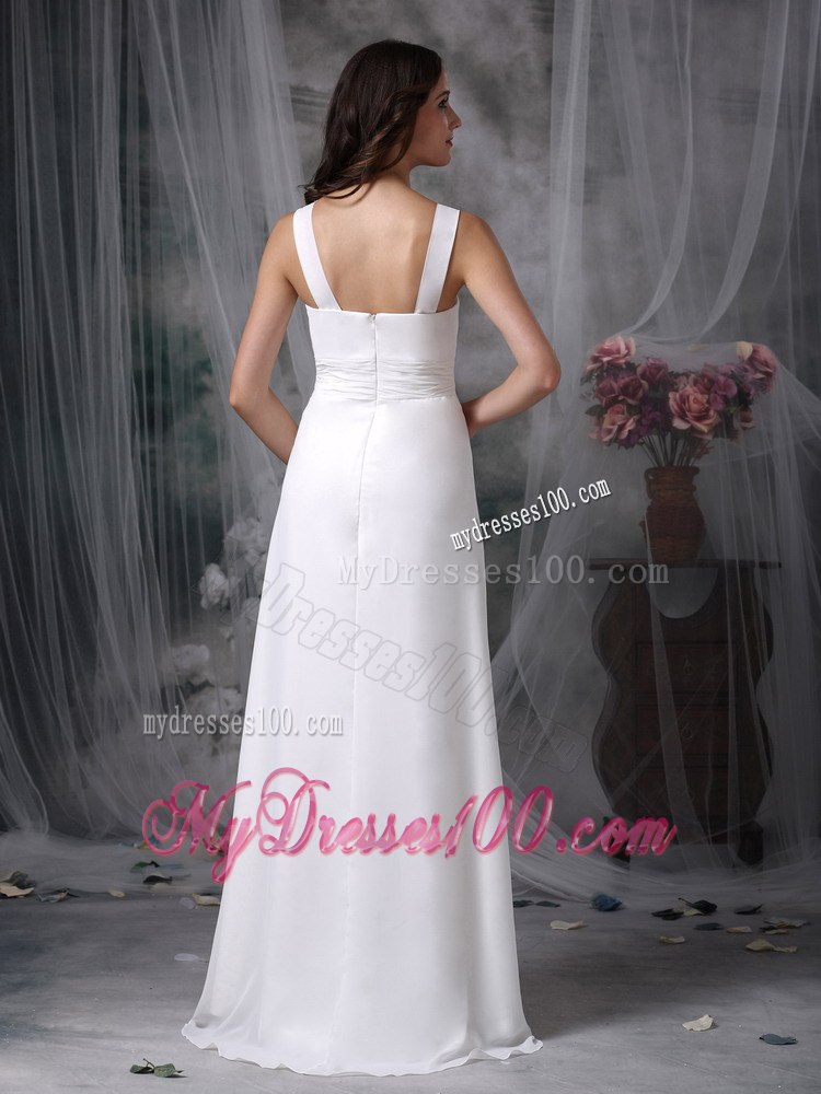 Column Sheath V-neck Floor-length Beading Beach Wedding Dress