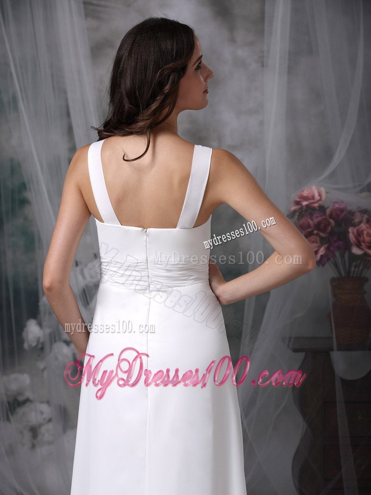 Column Sheath V-neck Floor-length Beading Beach Wedding Dress