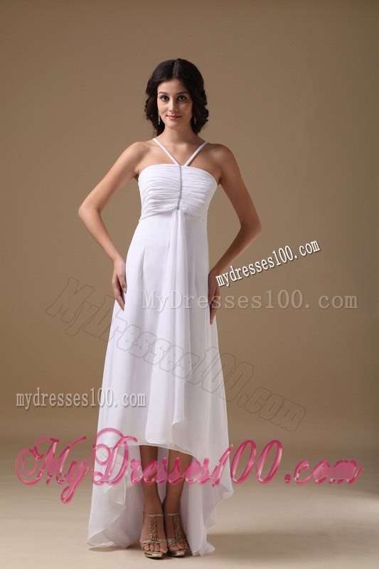 2013 Empire Halter High-low Beading Summer Beach Wedding Dress