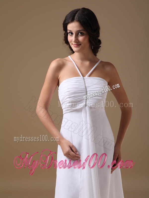 2013 Empire Halter High-low Beading Summer Beach Wedding Dress
